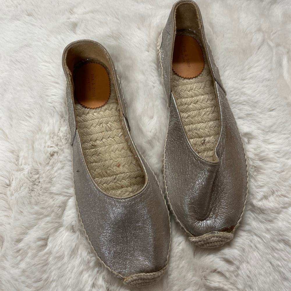 rag & bone Metallic Taupe Espadrille Flats